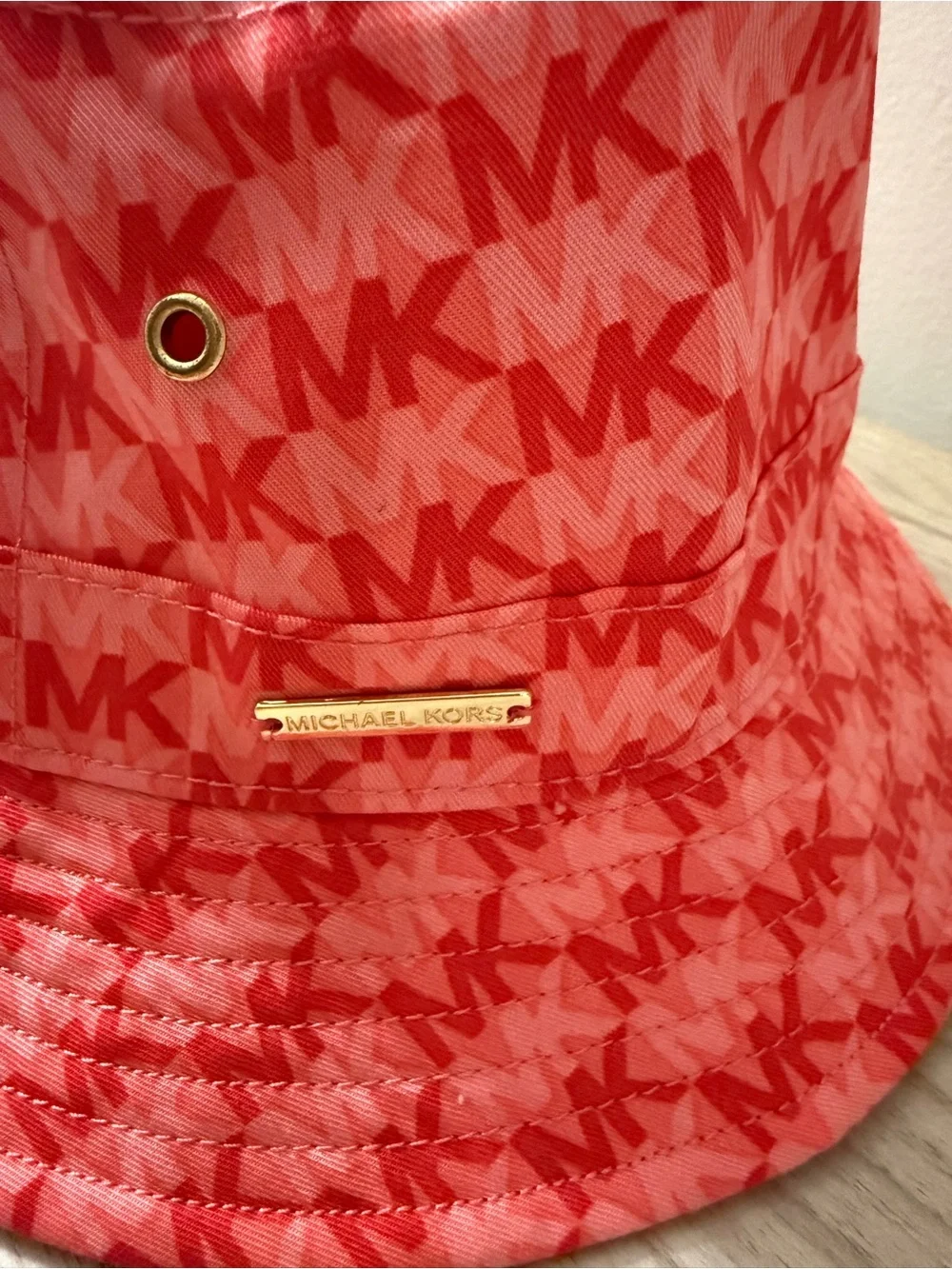 Michael Kors Kids Red MK Monogram Bucket Hat